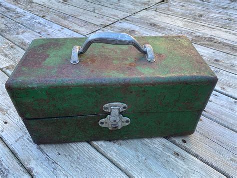 vintage metal th max tackle or gear green box|Vintage Green Metal Tackle Box Filled with Misc. Fishing Gear.